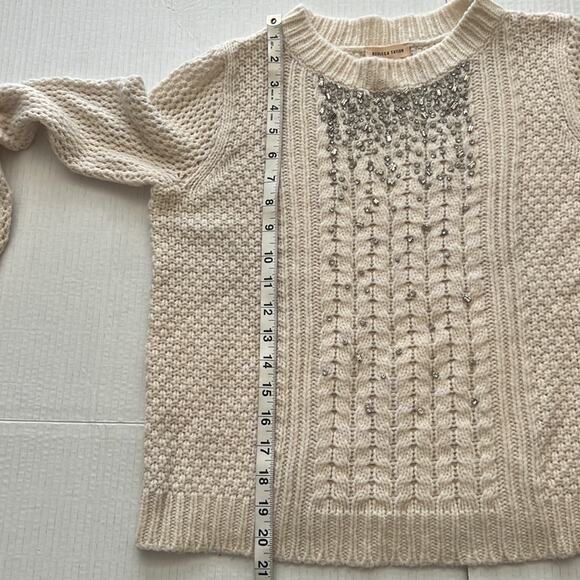 Rebecca Taylor Knit Pullover Sweater Women’s Size XS Cream Holiday Embellished - Picture 11 of 13
